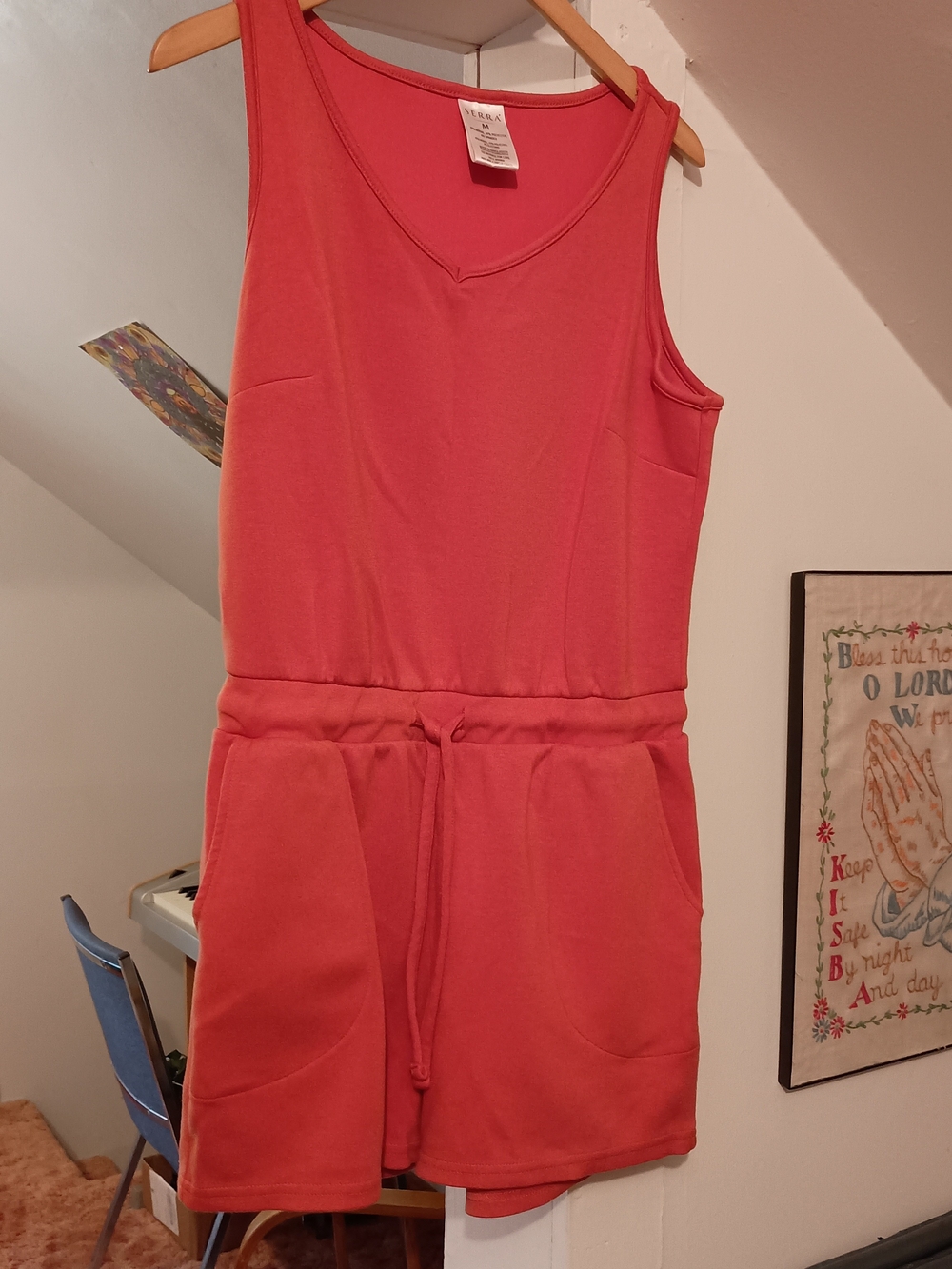 Coral Sleeveless Women's One-Piece Romper